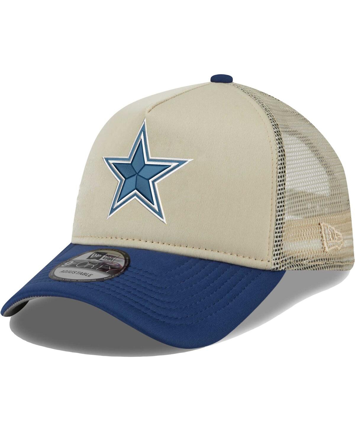 New Era Men's  Tan, Navy Dallas Cowboys All Day A-frame Trucker 9forty Adjustable Hat In Neutral