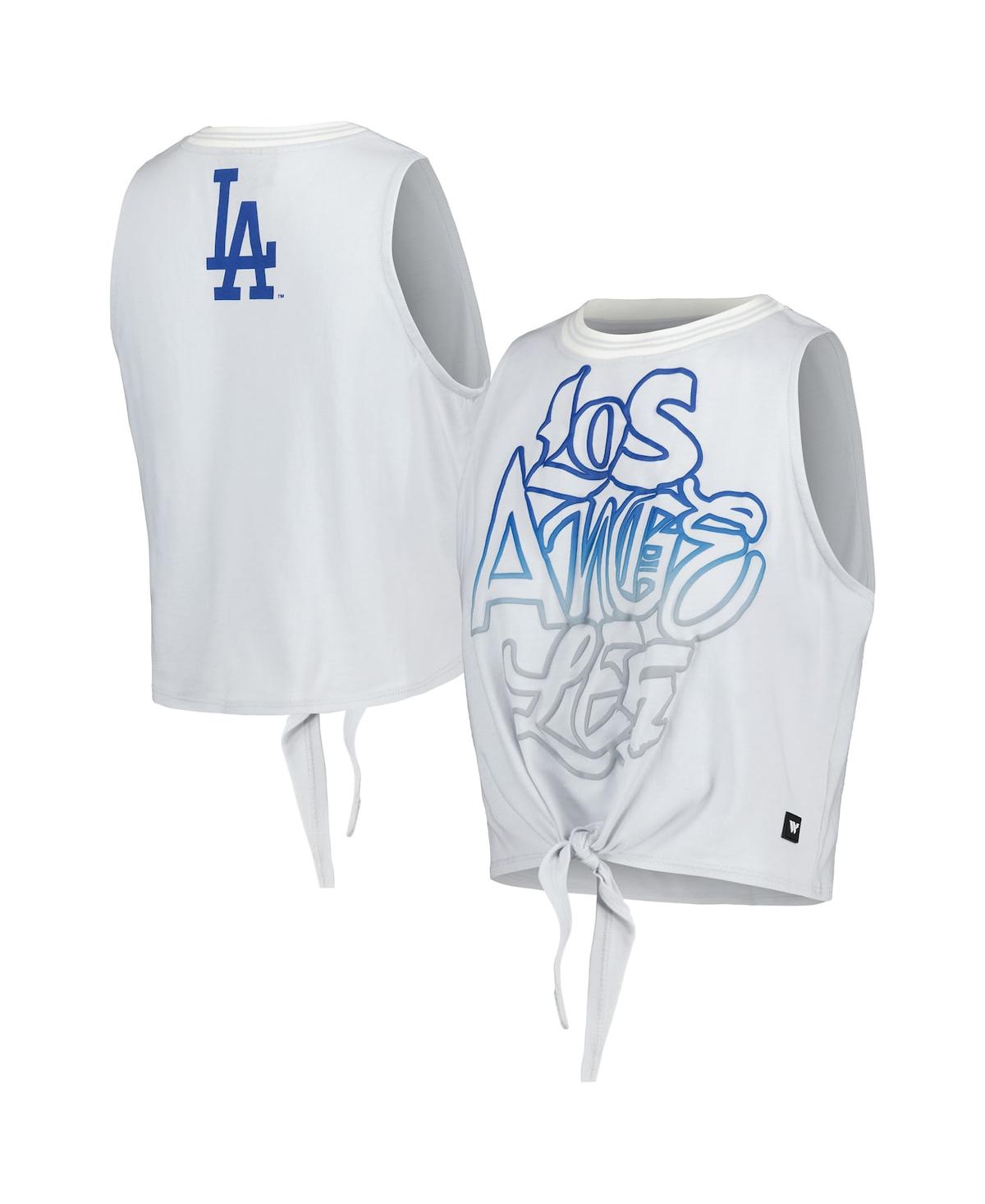 Shop The Wild Collective Women's  Gray Los Angeles Dodgers Twisted Tie Front Tank Top