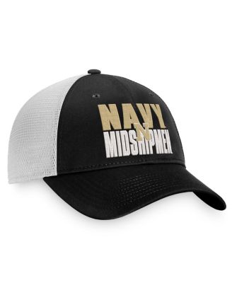 Men's Black, White Navy Midshipmen Stockpile Trucker Snapback Hat