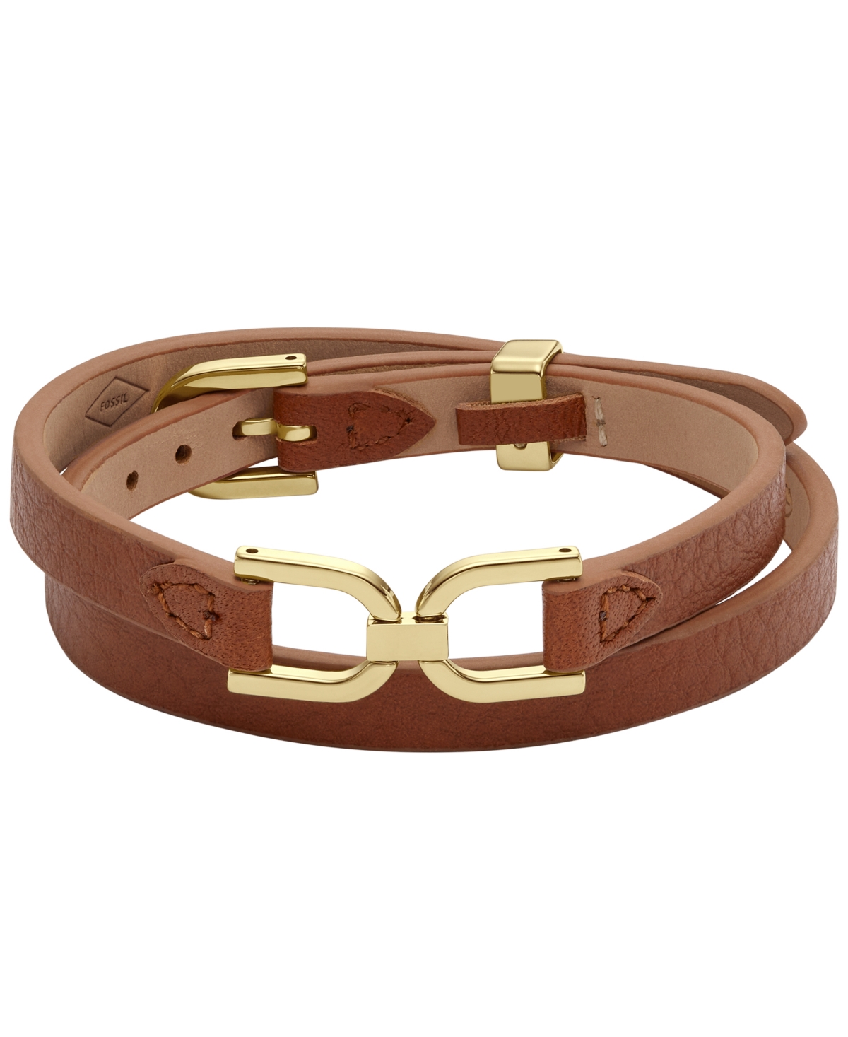 Fossil Heritage D-link Medium Brown Leather Bracelet In Gold