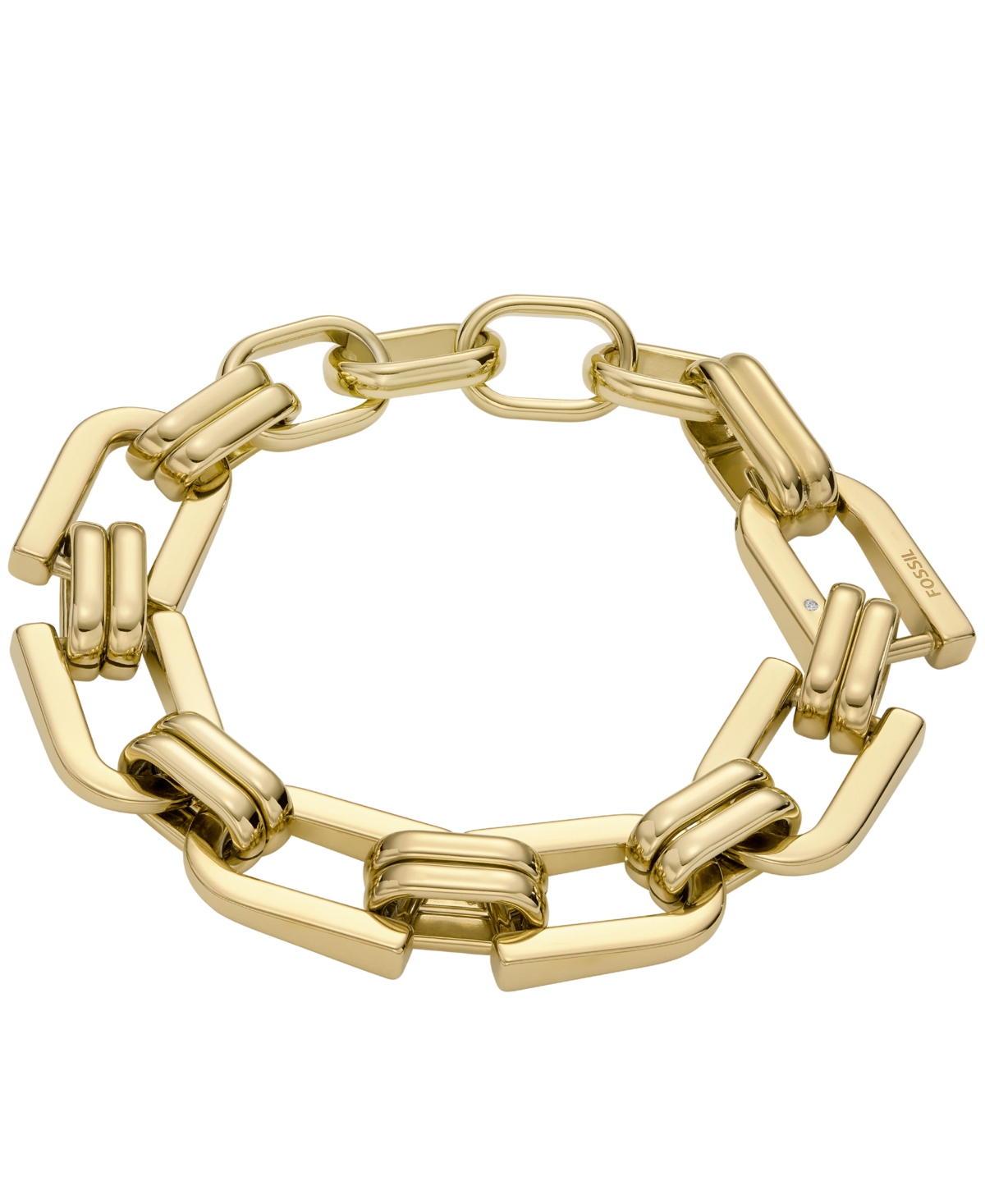 Fossil Heritage D-link Gold-tone Stainless Steel Chain Bracelet