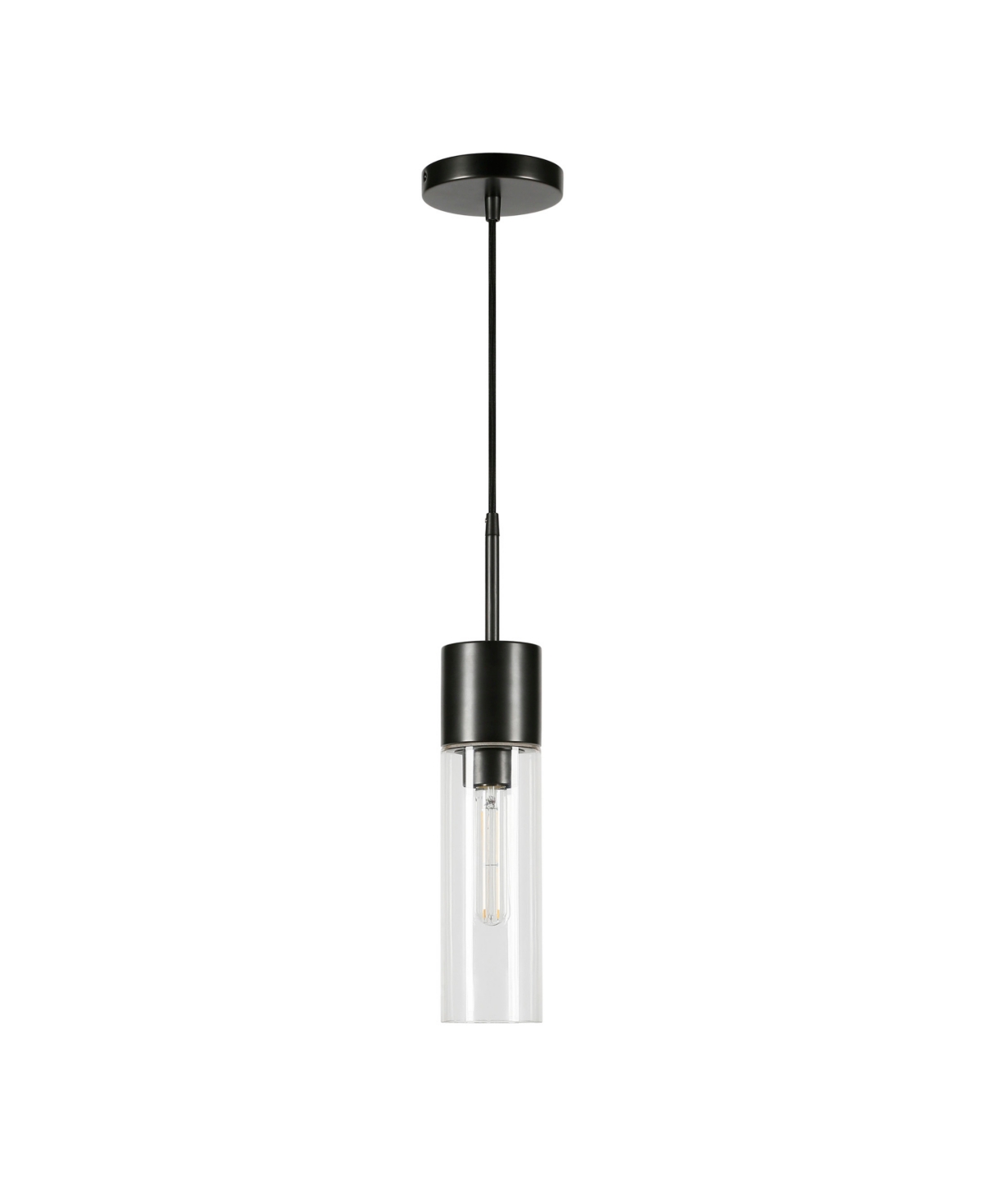 Hudson & Canal Lance 3.5" Glass Shade Wide Pendant In Blackened Steel