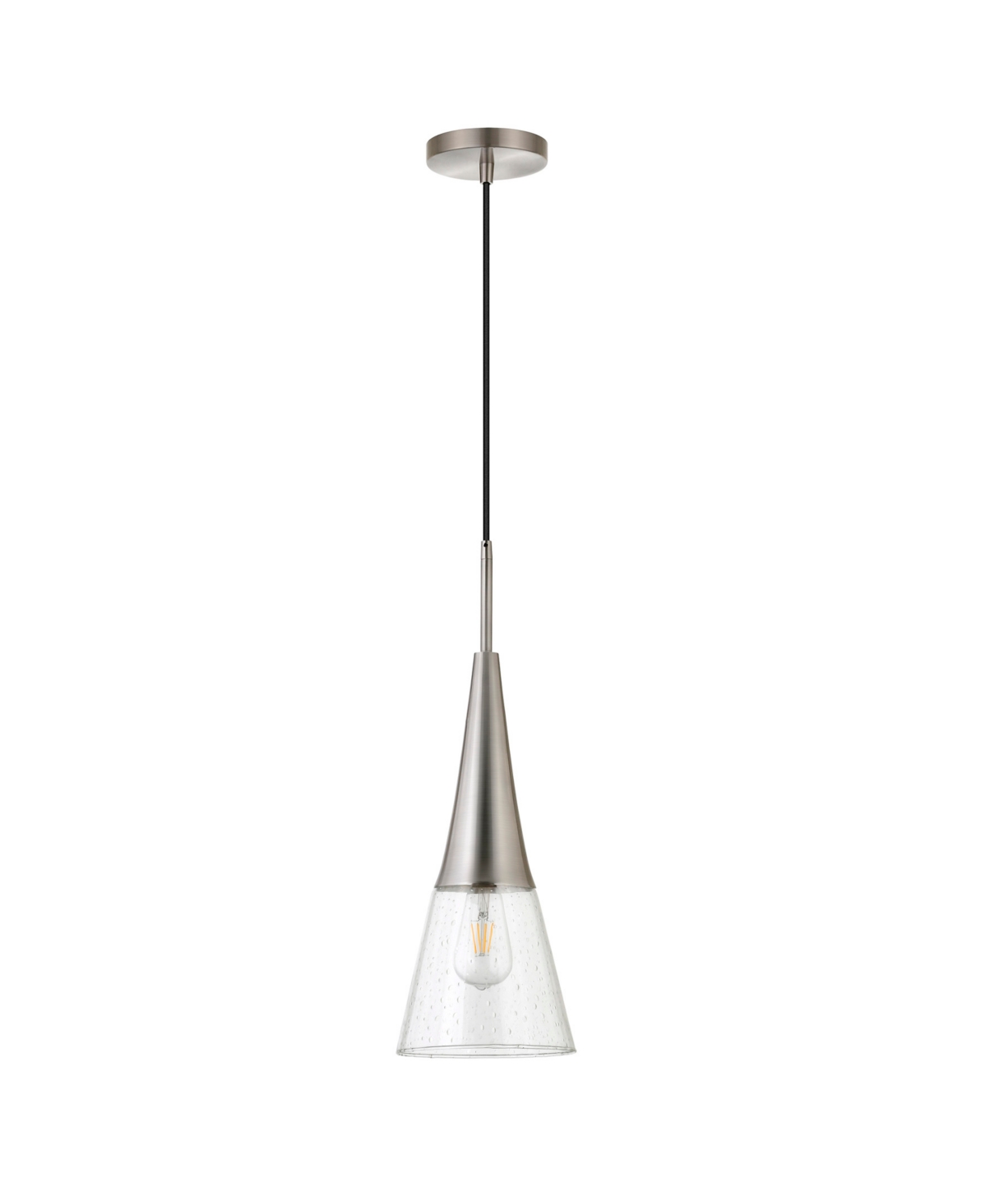 Hudson & Canal Myra 7.5" Glass Shade Wide Pendant In Brushed Nickel