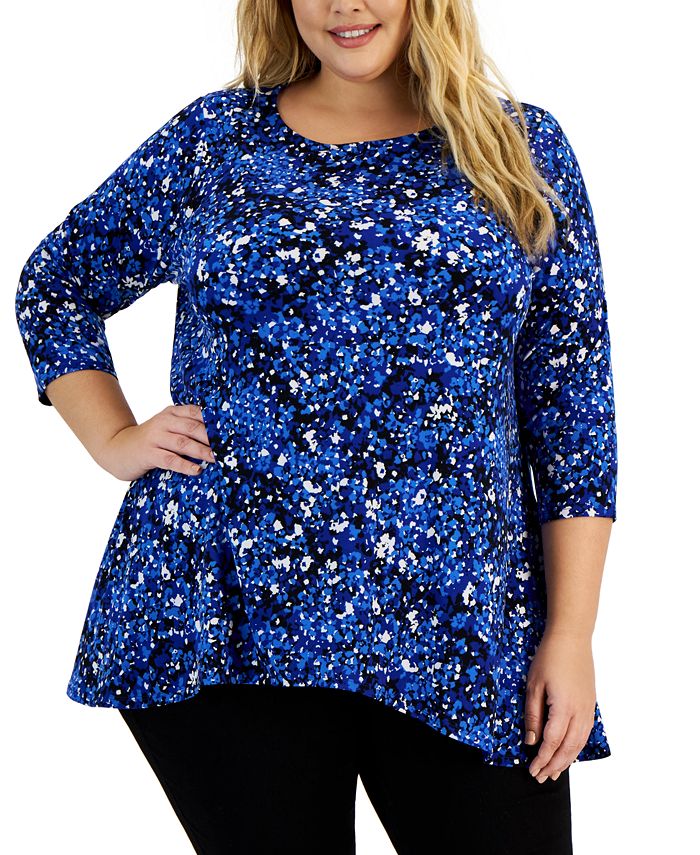 Plus Size Sea of Petals Swing Top, Created for Macy's