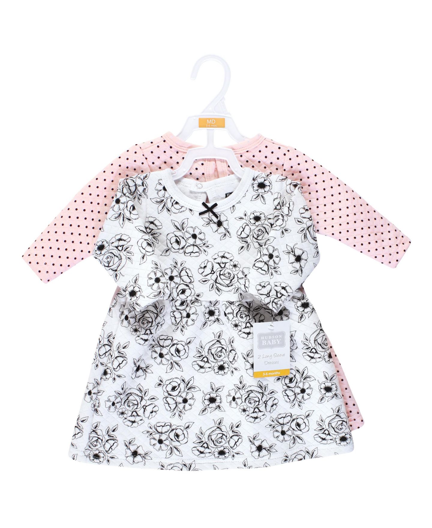 Платья Hudson Baby Twin Long-Sleeve Dress Bundle для девочек-малышей, цвет: Чёрный розовый — фото 2