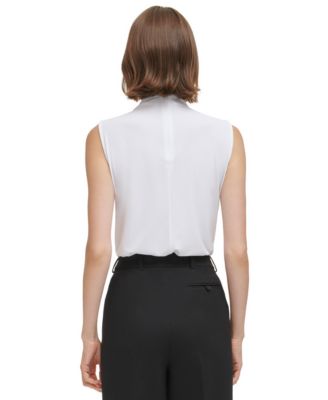 Calvin Klein Women's Mock-Neck Sleeveless Top - Macy's