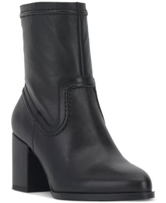 VINCE. Womens Navy Velvet Padded Blakely Round Toe Block Heel Zip-Up Dress Booties M