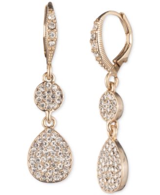 Givenchy - Gold-Tone Crystal Pav&eacute; Pear Drop Earrings