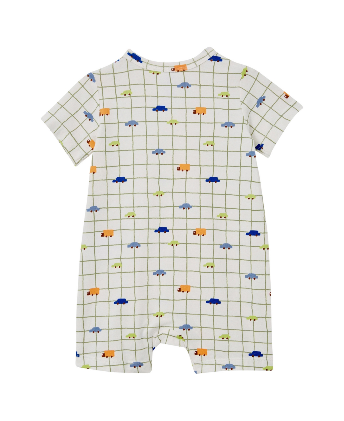 Cotton On Baby Boys Printed Short Sleeved Romper - Car Sketchy Grid