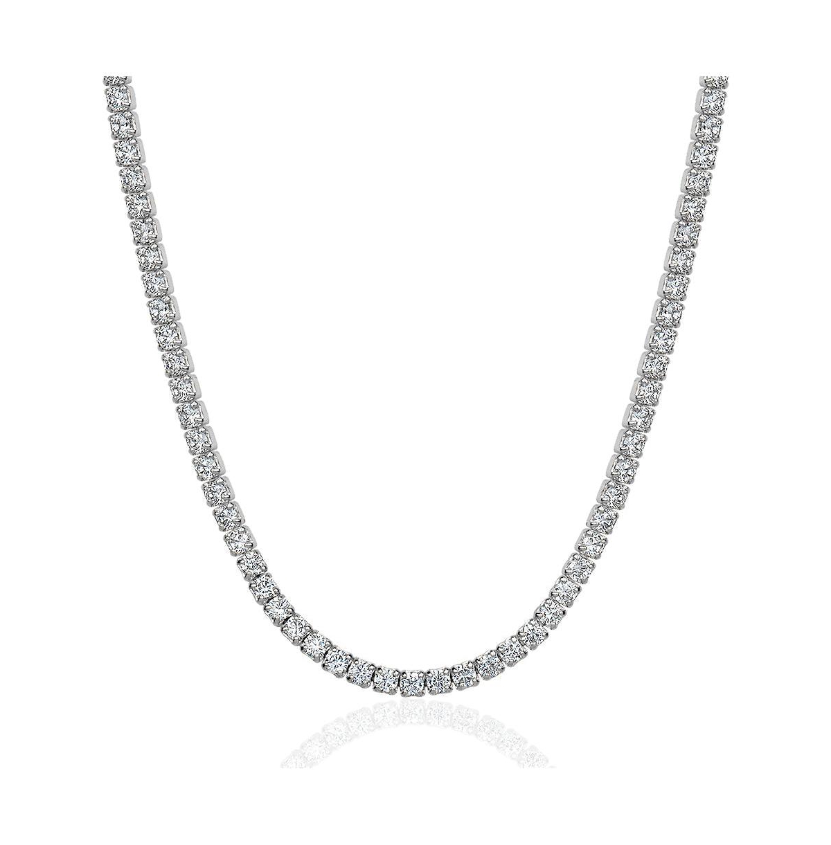 5A Cubic Zirconia Minimalist Tennis Necklace Silver - Silver