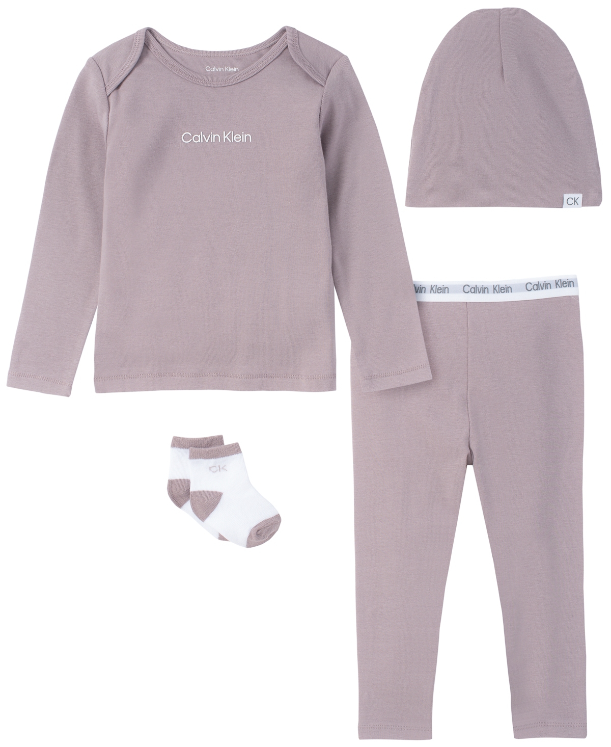 Calvin Klein Baby Boys or Girls Organic Cotton Layette, 4 Piece Set