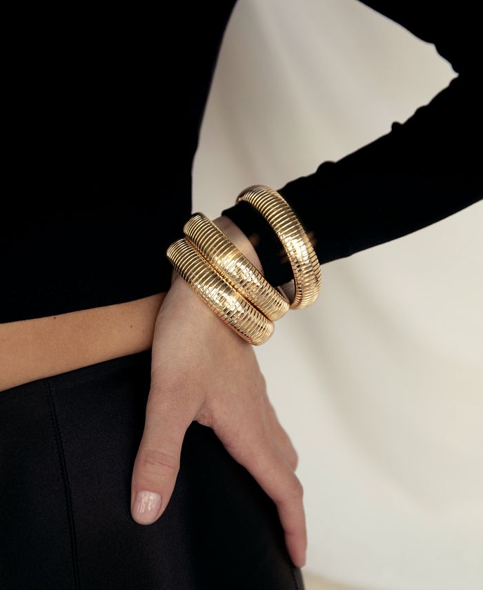 ETTIKA Golden Hour Flex Snake Chain Stretch Bracelet Set, 3 Pieces - Macy's