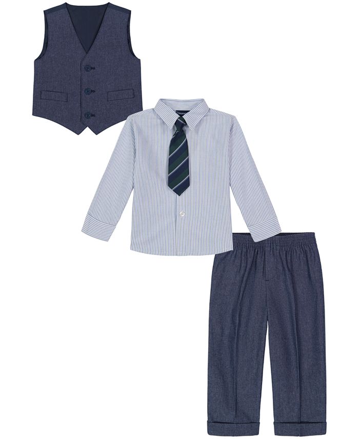 Nautica Baby Boys Iridescent Twill Vest, Shirt, Tie and Pants Set - Macy's