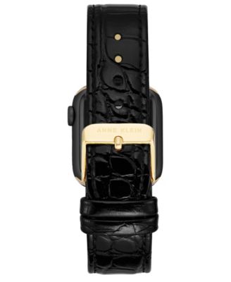 Women's Black Crocograin Genuine Leather Band designed for Apple Watch&reg; 42mm (Series 10) & 38/40/41mm