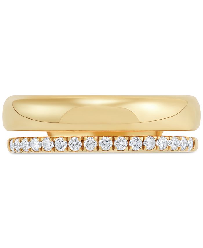 Macy's Diamond Double Row Ring (1/5 ct. t.w.) in 14k Gold-Plated ...