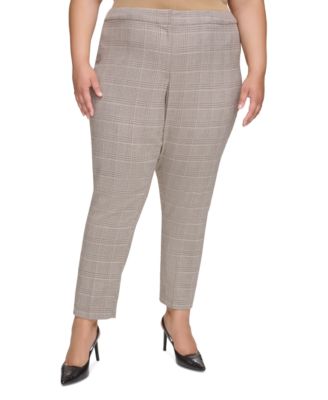 Calvin Klein - Plus Size Straight-Leg Plaid Ankle Pants