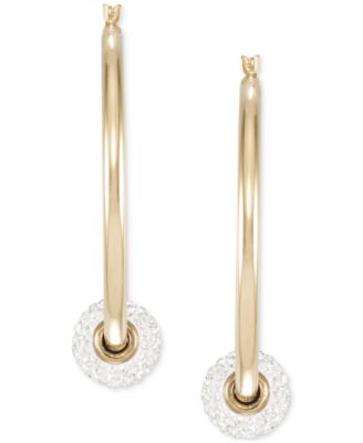 Crystal Pav&eacute; Fireball Medium Hoop Earrings, 1-5/8"