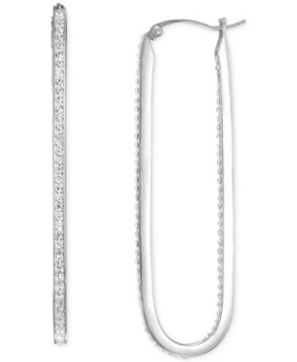 Crystal Pav&eacute; Inside Out Paperclip Hoop Earrings