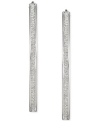 Glitter Oval-Shape Hoop Earrings in Sterling Silver