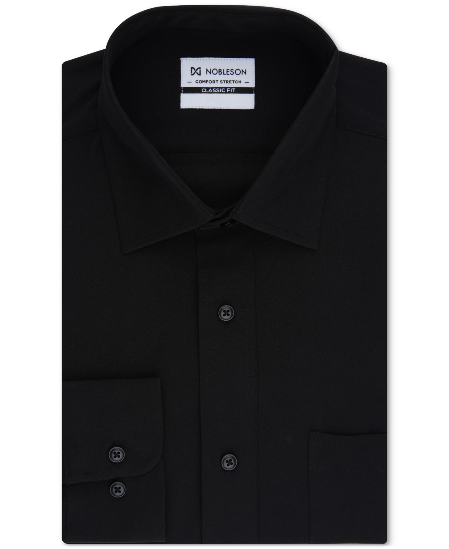 Мужская рубашка NOBLESON Men Classic-Fit Solid Color Dress Shirt, цвет: Чёрный — фото 3