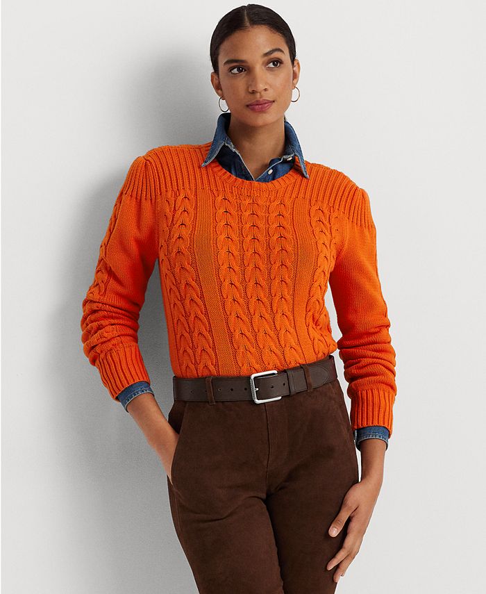 Women s Cable Knit Puff Sleeve Sweater