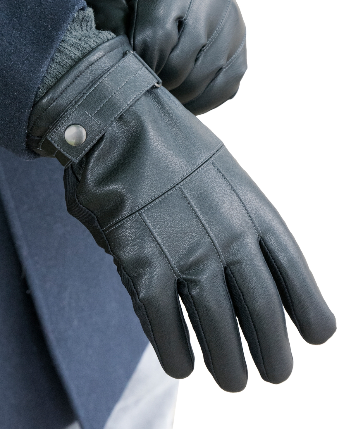 Shop Isotoner Signature Men's Touchscreen Insulated Gloves With Knit Cuffs In Black