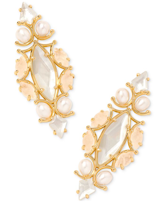 Kendra Scott Rhodium-Plated Cultured Freshwater Pearl & Mother-of-Pearl  Statement Earrings - Macy\'s