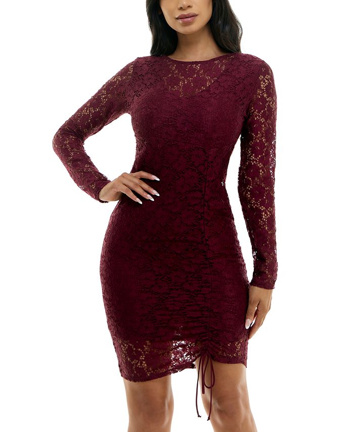 Bebe Lace Ruched Bodycon Dress - Macy's