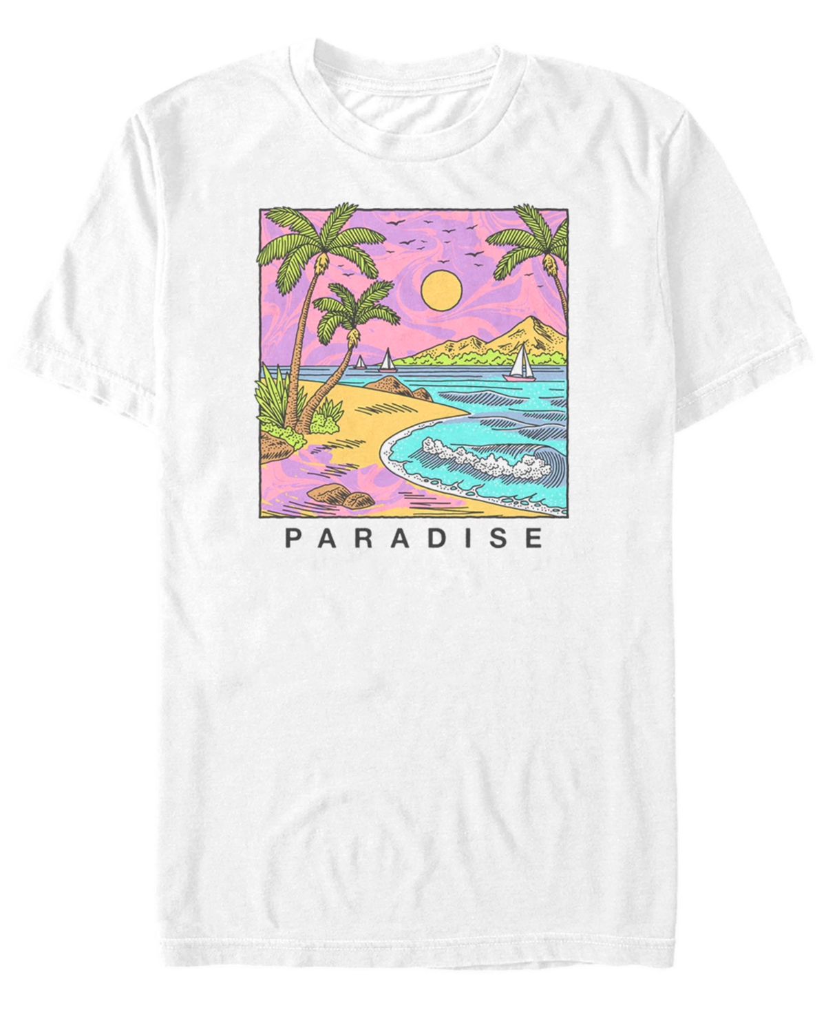 Fifth Sun Men's Generic Additude Paradise Awaits Short Sleeves T-shirt In White