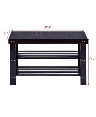 3 Tier Bamboo Shoe Rack Bench Storage Shelf Organizer Entryway Home Furni