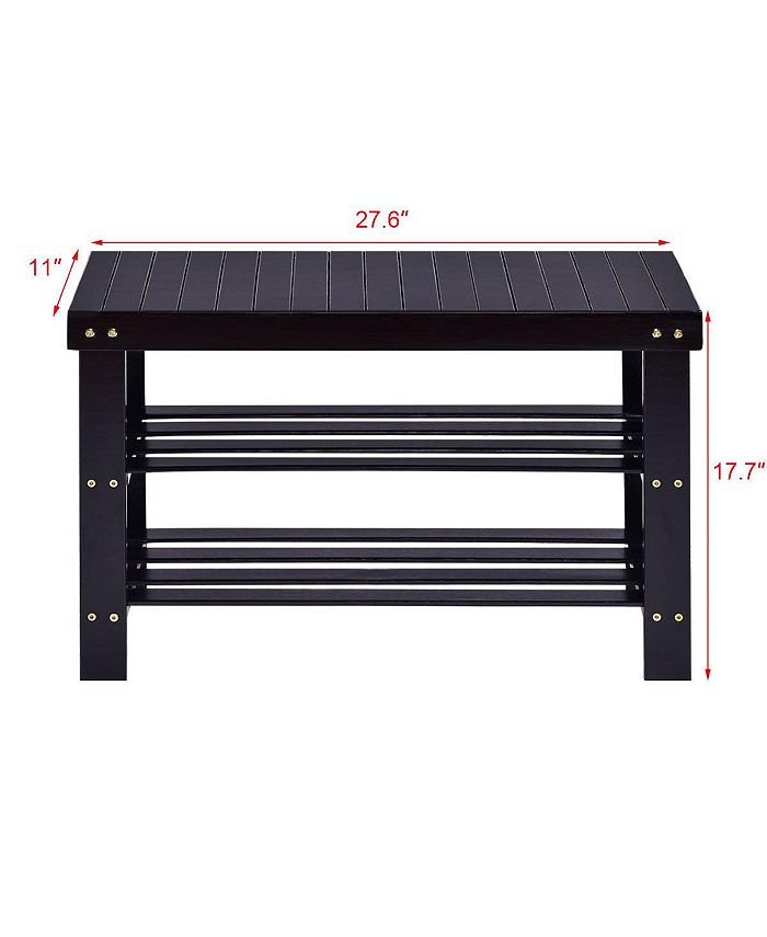 Costway 3 Tier Bamboo Shoe Rack Bench Storage Shelf Organizer Entryway