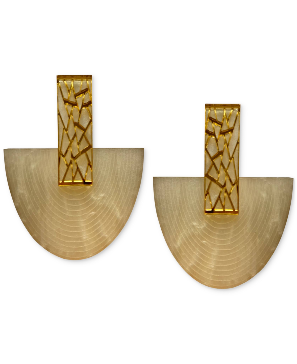 Zahara Geo Curve Drop Earrings - Ivory