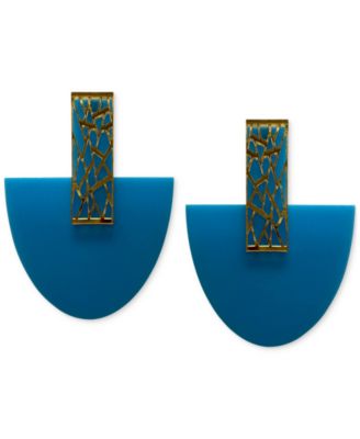 Swanky Designs Zahara Geo Curve Drop Earrings - Light Blue