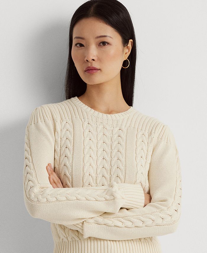 Lauren Ralph Lauren Women's CableKnit PuffSleeve Sweater Macy's