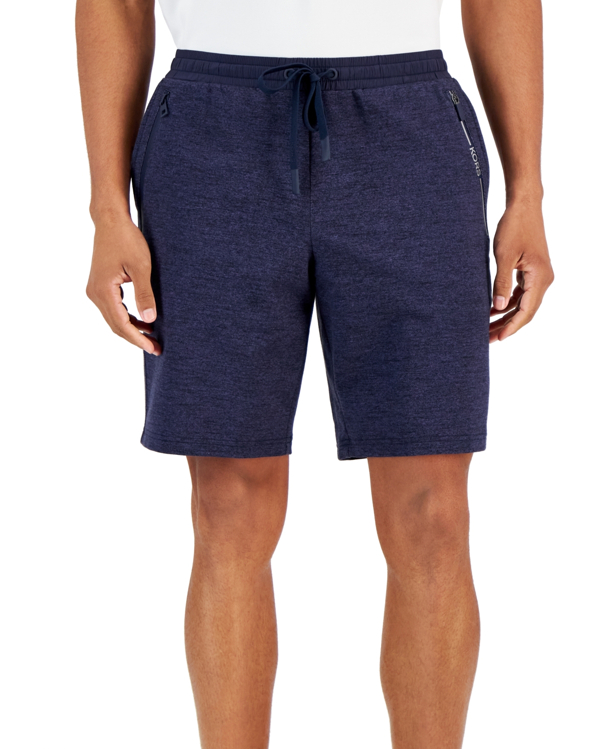 Michael Kors Men's Athletic-fit Wrinkle-resistant Performance Stretch Mixed-media 9" Tracksuit Shorts In Midnight