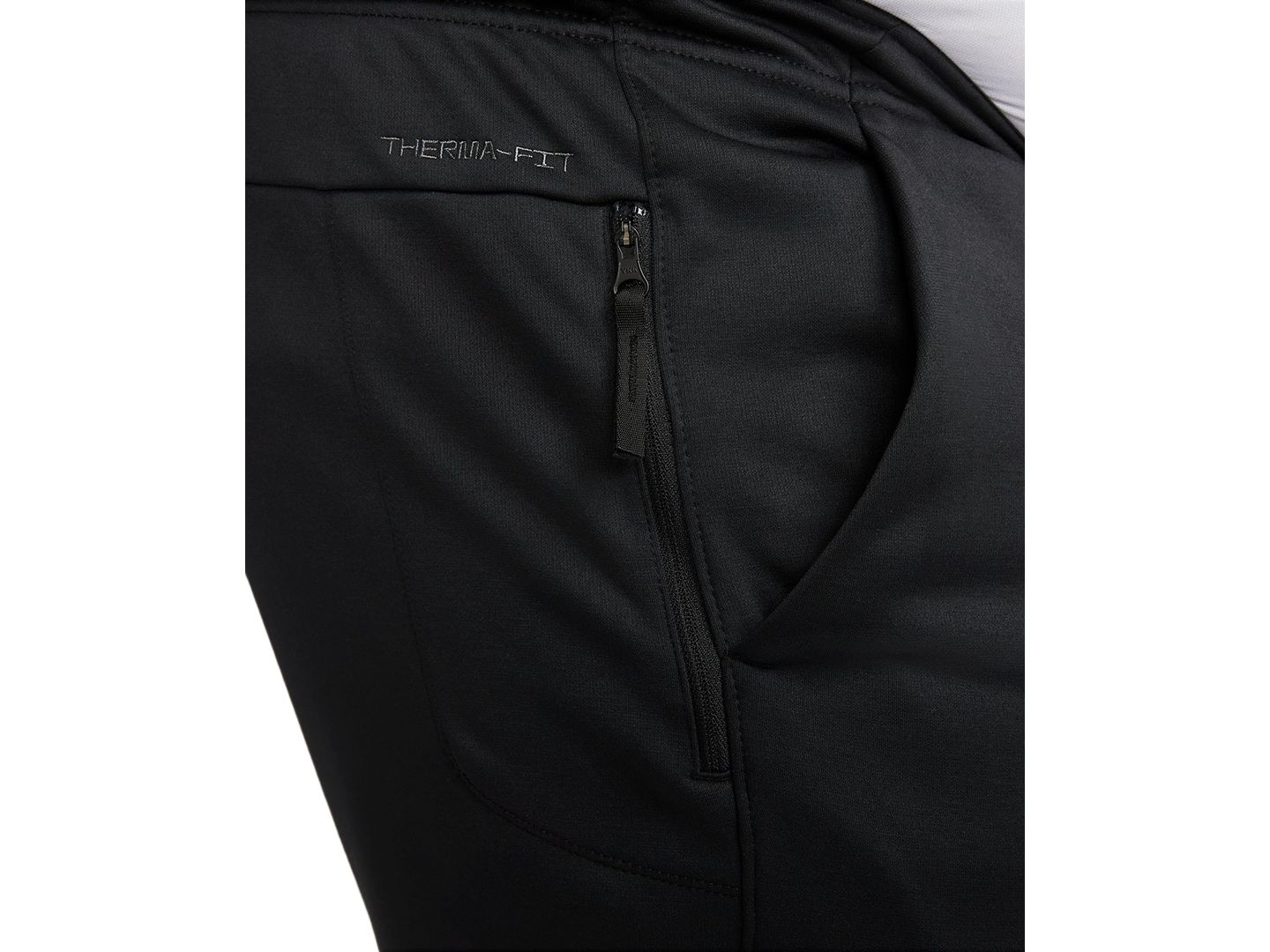 Мужские брюки Nike Regular-Fit Therma-FIT Open Hem Fitness, цвет: Чёрный / Белый — фото 2