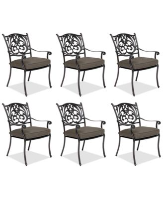 Agio - Set of 6 Chateau Aluminum Outdoor Dining Chairs with Outdoor Cushion, Created for Macy's