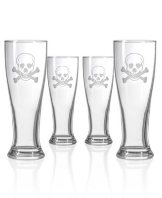 Skull and Cross Bones Beer Pilsner 16Oz- Set Of 4 Glasses
