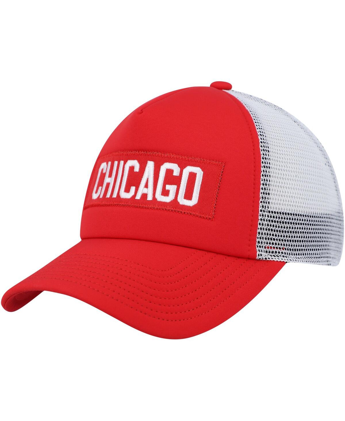 Adidas Originals Men's Adidas Red, White Chicago Blackhawks Team Plate Trucker Snapback Hat In Red,white