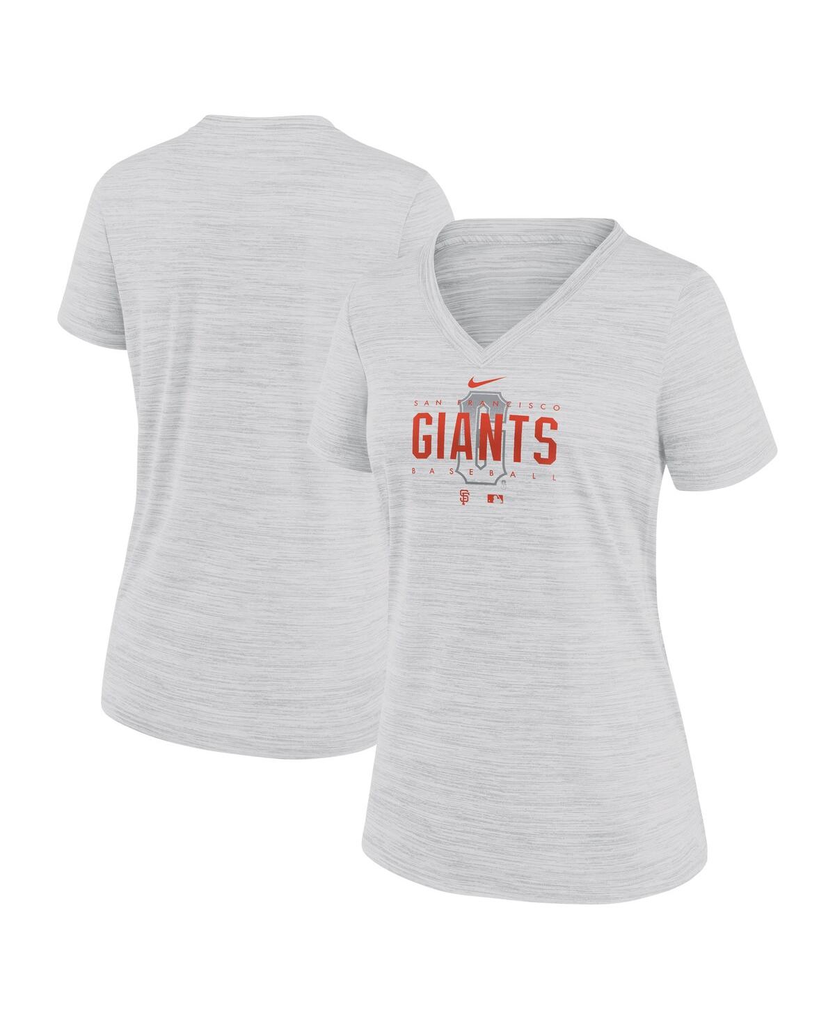 Shop Nike Women's  White San Francisco Giants City Connect Velocity Practice Performance V-neck T-shirt