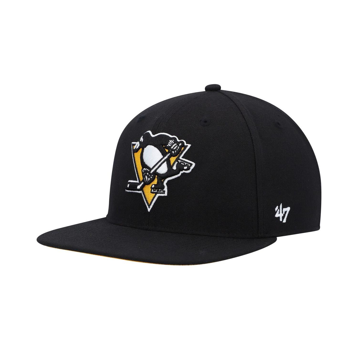 Men's Black Pittsburgh Penguins Sure Shot Captain Snapback Hat