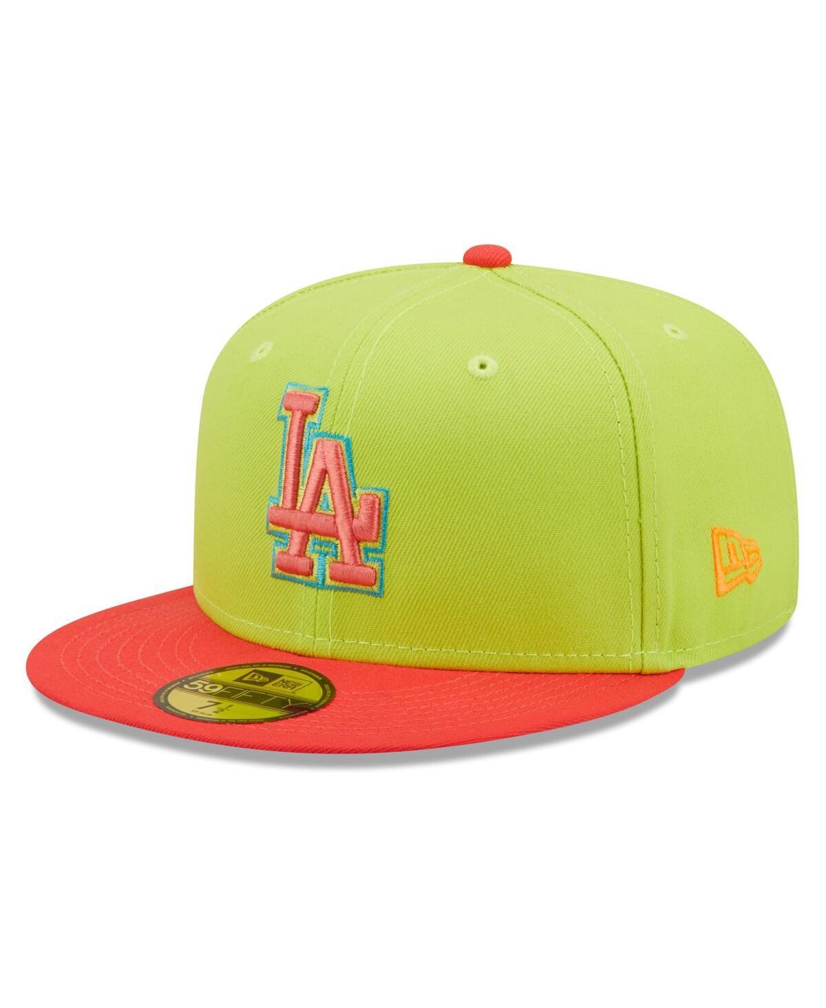 NEW ERA MEN'S NEW ERA GREEN, RED LOS ANGELES DODGERS CYBER HIGHLIGHTER 59FIFTY FITTED HAT 