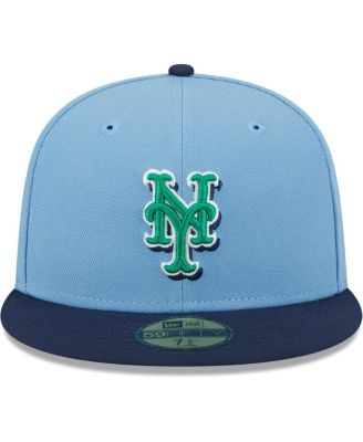 Men's Light Blue, Navy New York Mets Green Undervisor 59FIFTY Fitted Hat