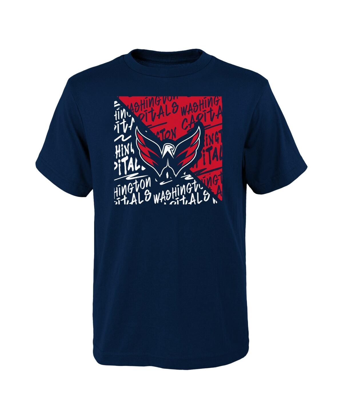 Shop Outerstuff Big Boys Navy Washington Capitals Divide T-shirt