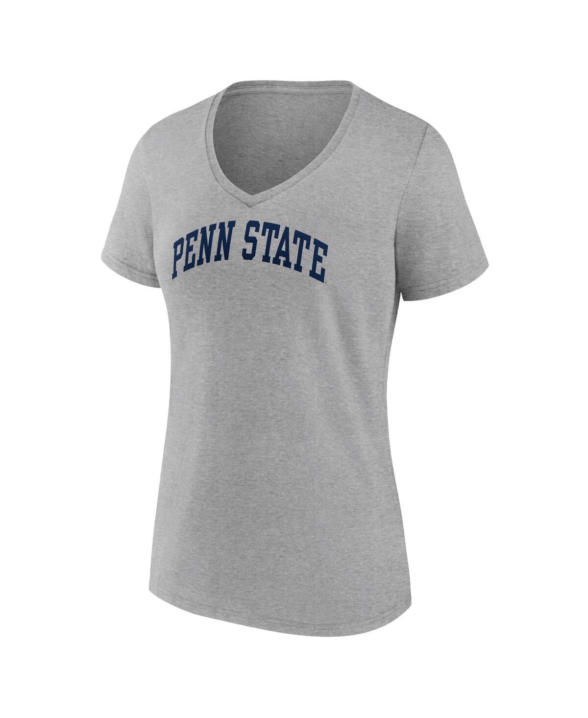 Women's FanaticsPenn State Nittany Lions Basic Arch V-Neck T-shirt - Heather Gray