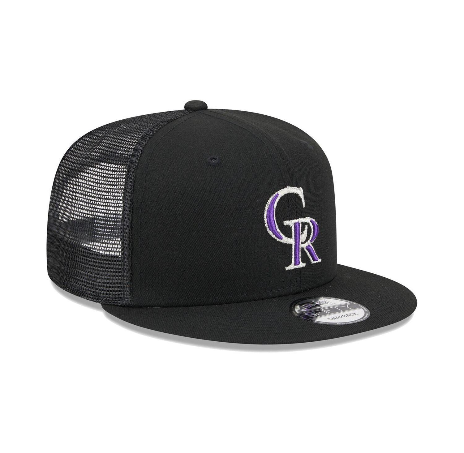 Men's Black Colorado Rockies Team Color Trucker 9FIFTY Snapback Hat