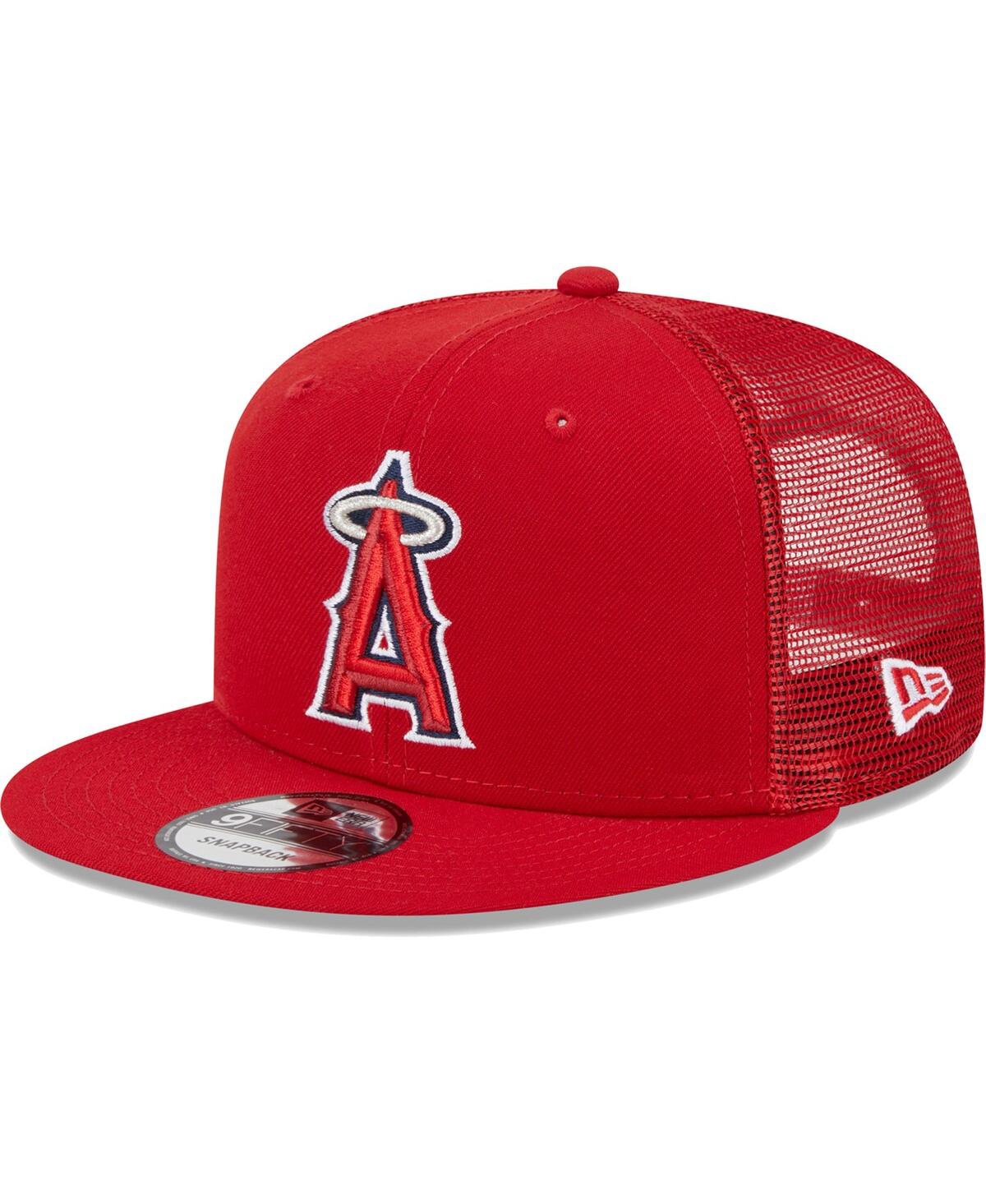 Men's New EraLos Angeles Angels Team Color Trucker 9FIFTY Snapback Hat - Red
