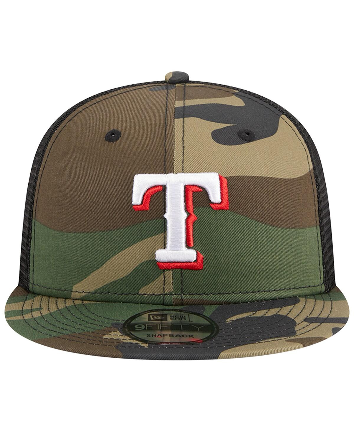 Men's New EraTexas Rangers WoodlandTrucker 9FIFTY Snapback Hat - Camo