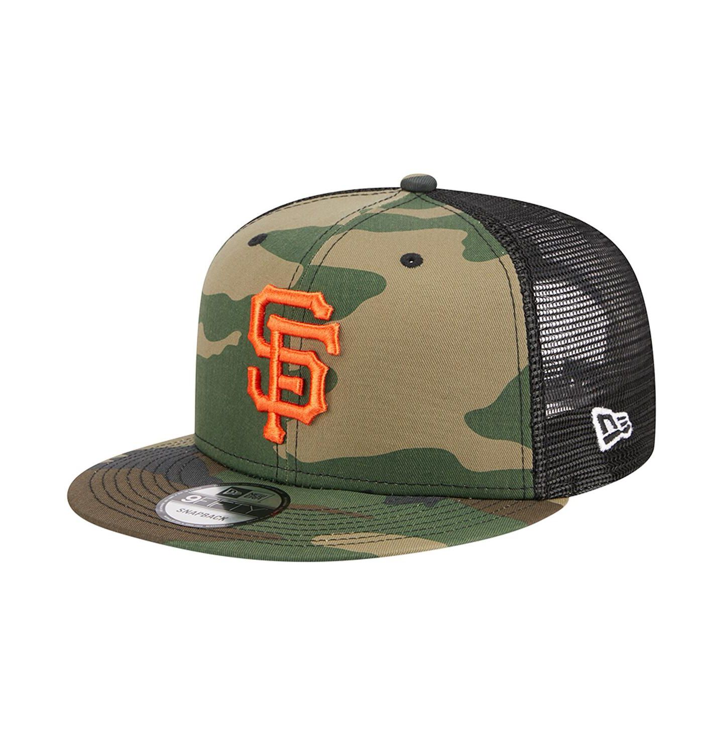 Мужская кепка New Era Camo San Francisco Giants Woodland Camo Trucker 9FIFTY Snapback Hat — фото 2