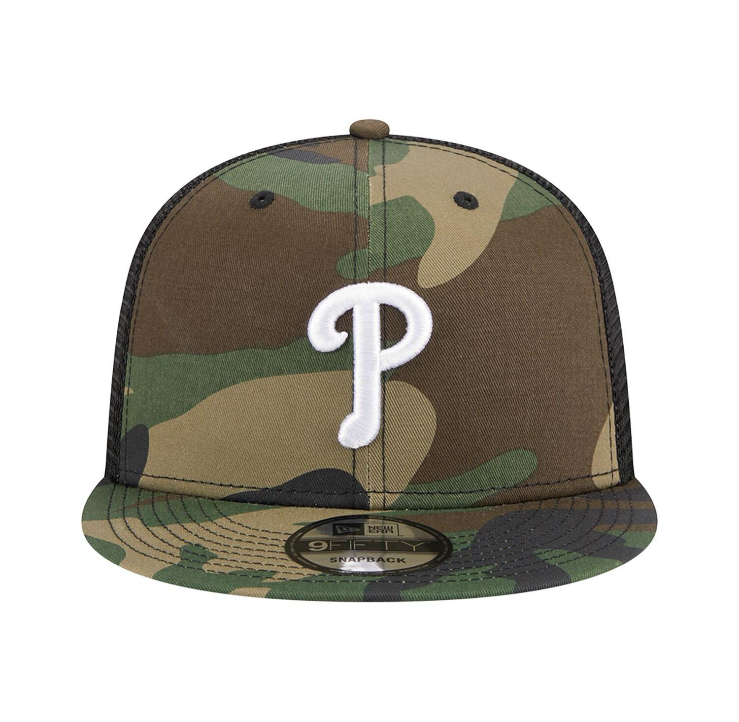 Men's Camo Philadelphia Phillies Woodland Camo Trucker 9FIFTY Snapback Hat